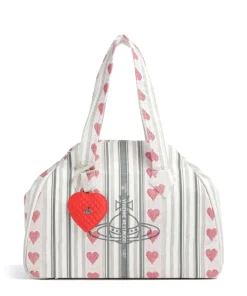 Vivienne Westwood Handbags-Archive Linen Heart Stripes Large Handbag fabric