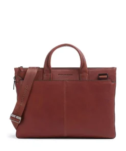 Piquadro Business- & Laptop Bags-Black Square Briefcase 15″ fine grain leather