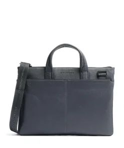 Piquadro Business- & Laptop Bags-Black Square Briefcase 15″ fine grain leather