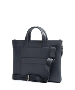 Piquadro Business- & Laptop Bags-Black Square Briefcase 15″ fine grain leather