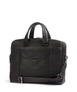 Piquadro Business- & Laptop Bags-Black Square Briefcase 15″ fine grain cow leather