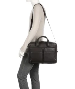Piquadro Business- & Laptop Bags-Black Square Briefcase 15″ fine grain cow leather