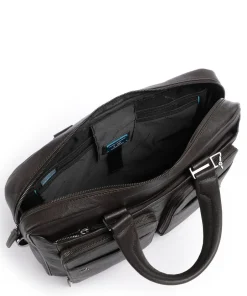 Piquadro Business- & Laptop Bags-Black Square Briefcase 15″ fine grain cow leather