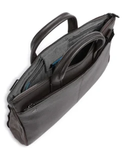 Piquadro Business- & Laptop Bags-Black Square Briefcase 15″ fine grain leather