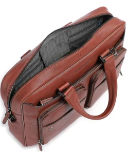 Piquadro Business- & Laptop Bags-Black Square Briefcase 15″ fine grain cow leather