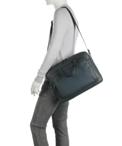 Piquadro Business- & Laptop Bags-Black Square Briefcase 15″ grained leather