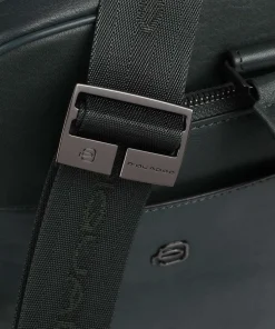 Piquadro Business- & Laptop Bags-Black Square Briefcase 15″ grained leather