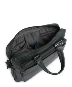 Piquadro Business- & Laptop Bags-Black Square Briefcase 15″ grained leather