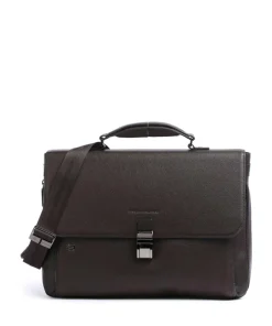 Piquadro Business- & Laptop Bags-Black Square Briefcase 15″ leather