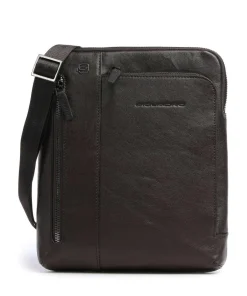 Piquadro Crossbody Bags-Black Square Crossbody bag grained leather
