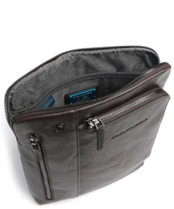 Piquadro Crossbody Bags-Black Square Crossbody bag grained leather