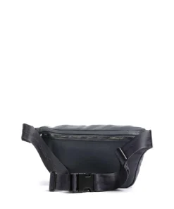 Piquadro Fanny Packs|Crossbody Bags-Black Square Fanny pack grained cow leather
