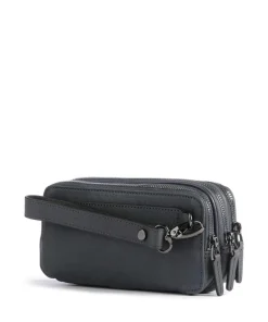 Piquadro Wristlets|Crossbody Bags-Black Square Wristlet leather, fine grain leather