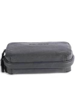 Piquadro Wristlets|Crossbody Bags-Black Square Wristlet leather, fine grain leather