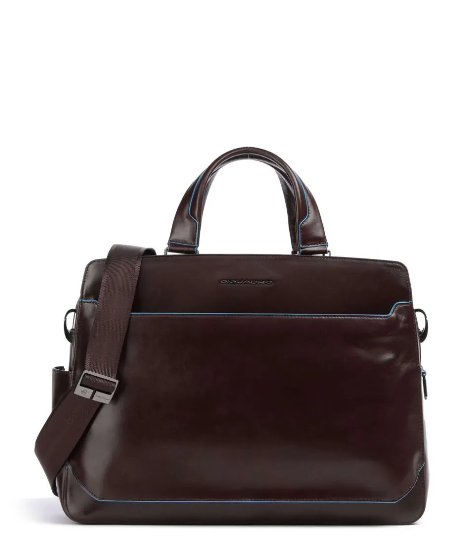 Piquadro Business- & Laptop Bags-Blue Square Briefcase 15″ fine grain cow leather