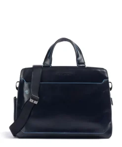 Piquadro Business- & Laptop Bags-Blue Square Briefcase 15″ fine grain cow leather