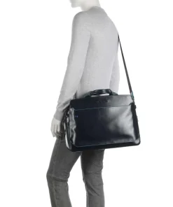 Piquadro Business- & Laptop Bags-Blue Square Briefcase 15″ fine grain cow leather