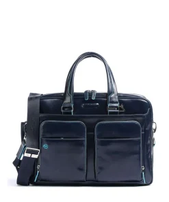 Piquadro Business- & Laptop Bags-Blue Square Briefcase 16″ leather