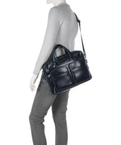 Piquadro Business- & Laptop Bags-Blue Square Briefcase 15″ leather