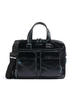 Piquadro Business- & Laptop Bags-Blue Square Briefcase 16″ leather