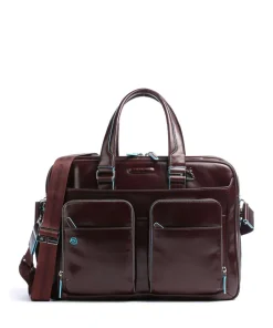 Piquadro Business- & Laptop Bags-Blue Square Briefcase 16″ leather