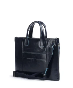 Piquadro Business- & Laptop Bags-Blue Square Briefcase 15″ smooth leather