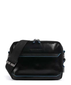 Piquadro Crossbody Bags-Blue Square Crossbody bag fine grain cow leather