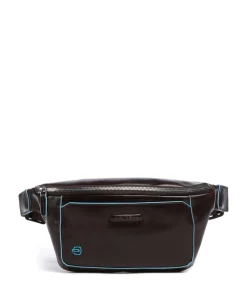 Piquadro Fanny Packs|Crossbody Bags-Blue Square Fanny pack grained cow leather