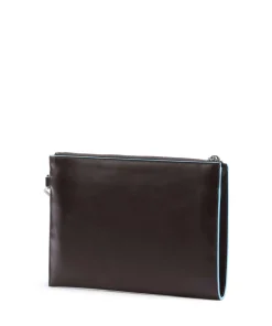 Piquadro Wristlets-Blue Square Wristlet fine grain leather