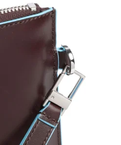 Piquadro Wristlets-Blue Square Wristlet fine grain leather