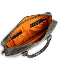 Buckle & Seam Business- & Laptop Bags-Crazy Horse Everett Briefcase 16″ fine grain cow leather