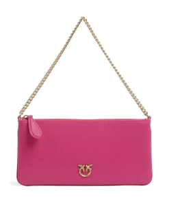 Pinko Clutch & Evening Bags|Shoulder Bags-Flat Horizontal Shoulder bag fine grain cow leather