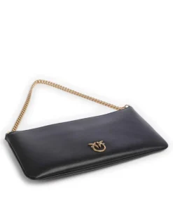 Pinko Clutch & Evening Bags|Shoulder Bags-Flat Horizontal Shoulder bag fine grain cow leather