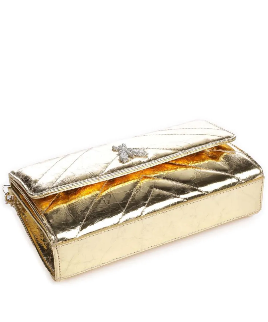 Patrizia Pepe Clutch & Evening Bags|Crossbody Bags-Fly Quilted Metallic Crossbody bag grained leather