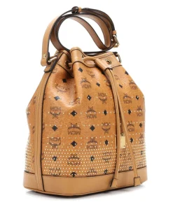 MCM Shoulder Bags|Hobo Bags-Gold Visetos Hobo bag imitation leather
