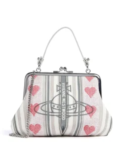Vivienne Westwood Handbags|Crossbody Bags-Granny Frame Linen Hearts Stripes Crossbody bag fabric