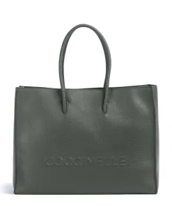Coccinelle Tote Bags-Myrtha Maxi Logo Tote bag grained cow leather