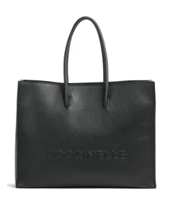 Coccinelle Tote Bags-Myrtha Maxi Logo Tote bag grained cow leather