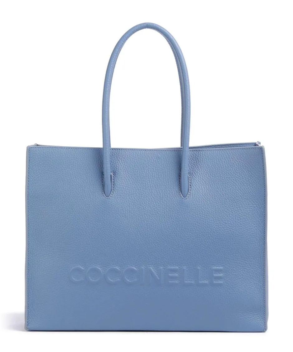 Coccinelle Tote Bags-Myrtha Maxi Logo Tote bag grained leather