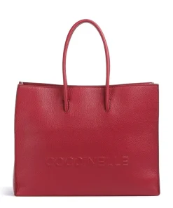 Coccinelle Tote Bags-Myrtha Maxi Logo Tote bag grained cow leather