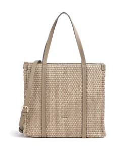 Abro Tote Bags-Raffia Susanna Tote bag bast, grained cow leather