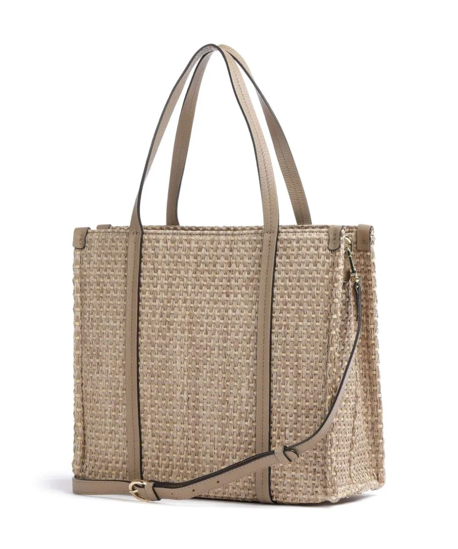 Abro Tote Bags-Raffia Susanna Tote bag bast, grained cow leather