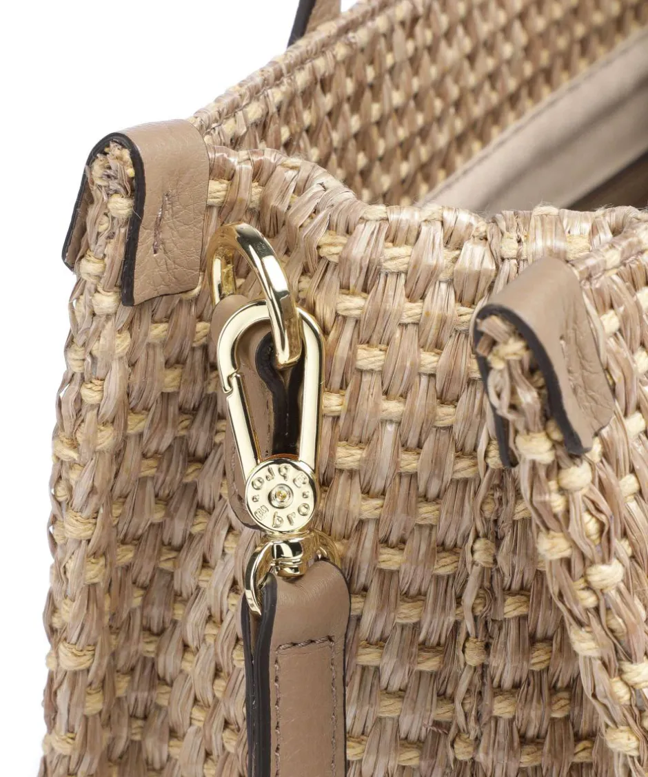 Abro Tote Bags-Raffia Susanna Tote bag bast, grained cow leather
