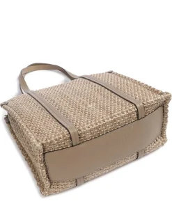 Abro Tote Bags-Raffia Susanna Tote bag bast, grained cow leather