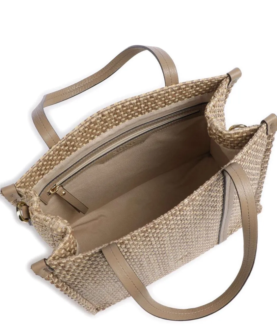 Abro Tote Bags-Raffia Susanna Tote bag bast, grained cow leather