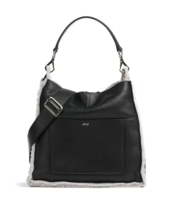 Abro Shoulder Bags|Hobo Bags-Shearling Raquel Hobo bag fur, fine grain leather