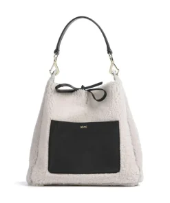 Abro Shoulder Bags|Hobo Bags-Shearling Raquel Hobo bag fur, fine grain leather