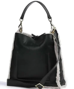 Abro Shoulder Bags|Hobo Bags-Shearling Raquel Hobo bag fur, fine grain leather