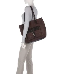 Campomaggi Tote Bags-Tote bag cotton, grained cow leather